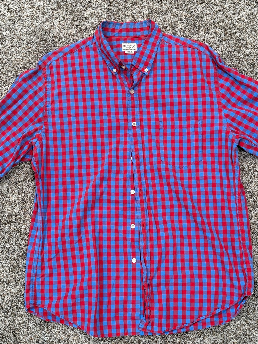 J. Crew Red and Blue Gingham Button-Down Shirt